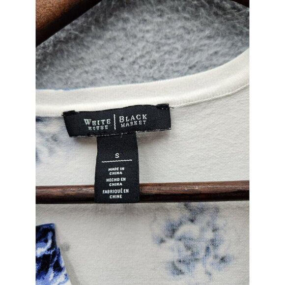 White House Black Market S Womens Floral & Polka Dot Button-Up Cardigan - Blue & - Picture 3 of 7